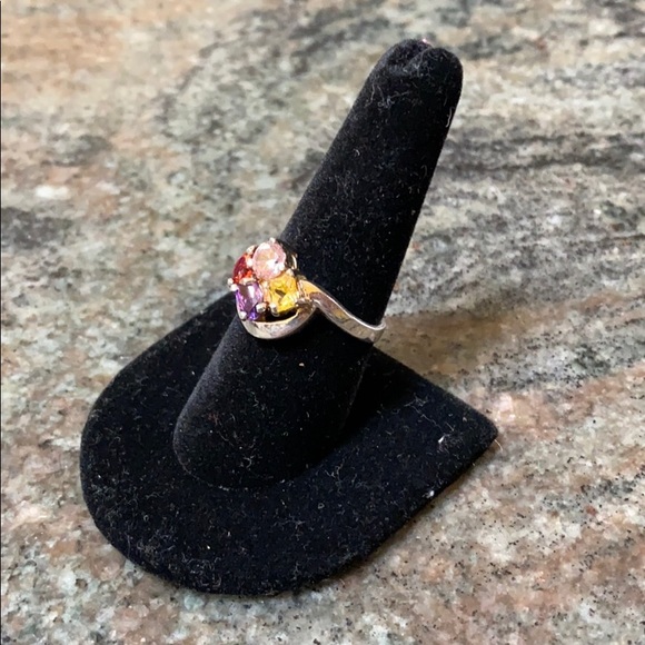 Sterling Silver Ring with Multicolored Gemstones - Picture 3 of 8